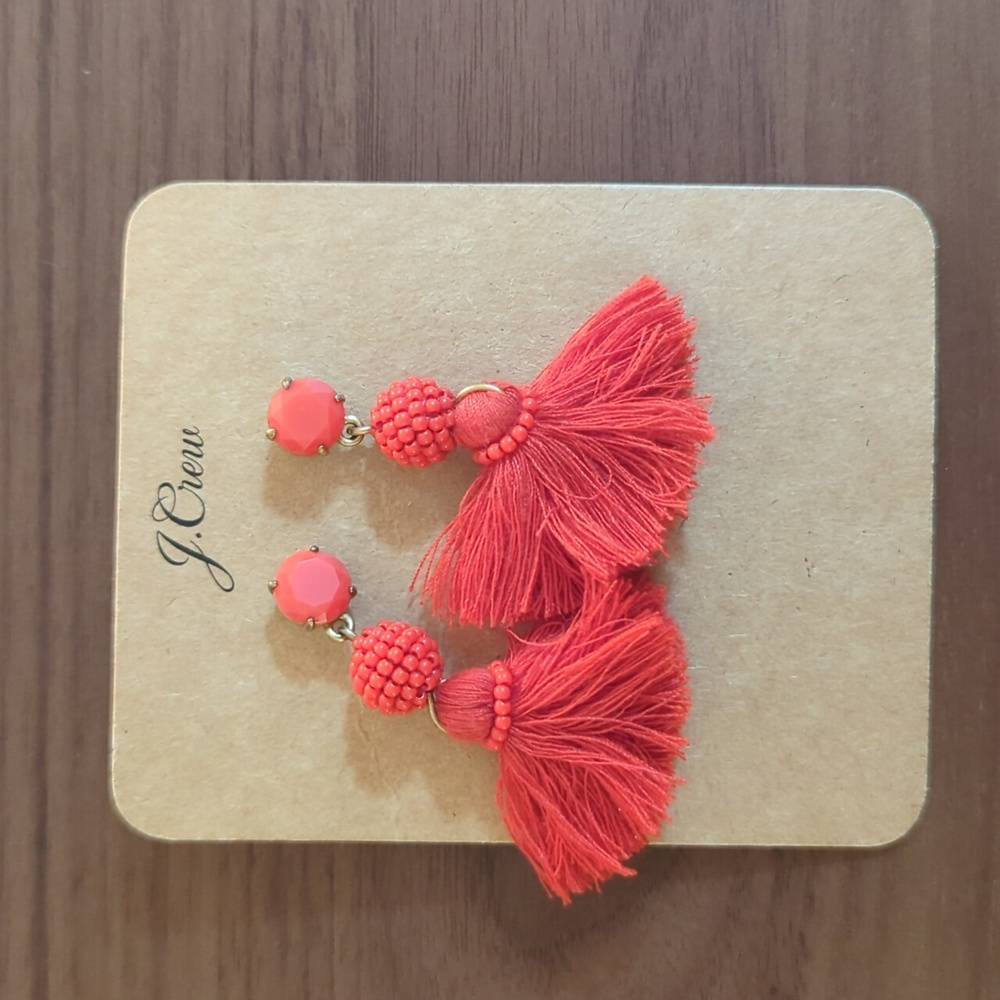 J.Crew Red Fringe Earrings